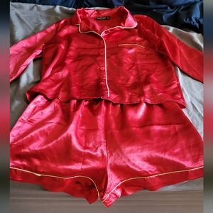 Red silk pj set